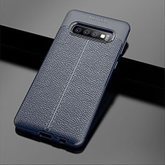 Silikon Hülle Handyhülle Gummi Schutzhülle Leder Tasche A02 für Samsung Galaxy S10 Plus Blau