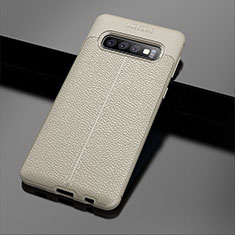 Silikon Hülle Handyhülle Gummi Schutzhülle Leder Tasche A02 für Samsung Galaxy S10 Plus Grau