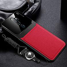 Silikon Hülle Handyhülle Gummi Schutzhülle Leder Tasche für Oppo A9 (2020) Rot