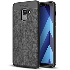 Silikon Hülle Handyhülle Gummi Schutzhülle Leder Tasche für Samsung Galaxy A8+ A8 Plus (2018) A730F Schwarz