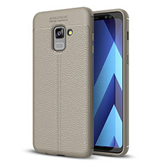 Silikon Hülle Handyhülle Gummi Schutzhülle Leder Tasche für Samsung Galaxy A8+ A8 Plus (2018) Duos A730F Grau