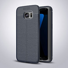 Silikon Hülle Handyhülle Gummi Schutzhülle Leder Tasche für Samsung Galaxy S7 Edge G935F Blau