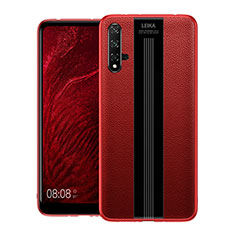 Silikon Hülle Handyhülle Gummi Schutzhülle Leder Tasche H01 für Huawei Nova 5T Rot