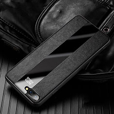 Silikon Hülle Handyhülle Gummi Schutzhülle Leder Tasche H01 für Oppo K1 Schwarz