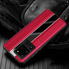 Silikon Hülle Handyhülle Gummi Schutzhülle Leder Tasche H04 für Samsung Galaxy S20 Ultra 5G Rot