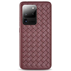 Silikon Hülle Handyhülle Gummi Schutzhülle Leder Tasche H05 für Samsung Galaxy S20 Ultra 5G Braun