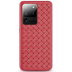 Silikon Hülle Handyhülle Gummi Schutzhülle Leder Tasche H05 für Samsung Galaxy S20 Ultra 5G Rot