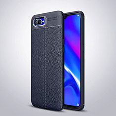 Silikon Hülle Handyhülle Gummi Schutzhülle Leder Tasche H06 für Oppo K1 Blau