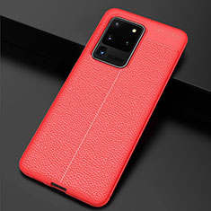 Silikon Hülle Handyhülle Gummi Schutzhülle Leder Tasche H06 für Samsung Galaxy S20 Ultra 5G Rot