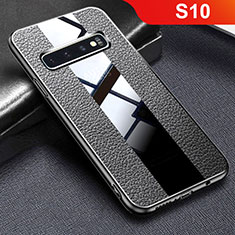 Silikon Hülle Handyhülle Gummi Schutzhülle Leder Tasche L01 für Samsung Galaxy S10 5G Schwarz