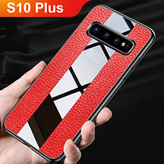 Silikon Hülle Handyhülle Gummi Schutzhülle Leder Tasche L01 für Samsung Galaxy S10 Plus Rot