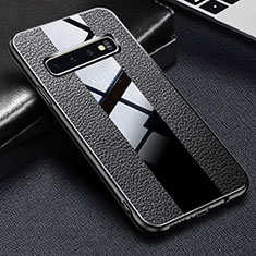 Silikon Hülle Handyhülle Gummi Schutzhülle Leder Tasche L01 für Samsung Galaxy S10 Plus Schwarz