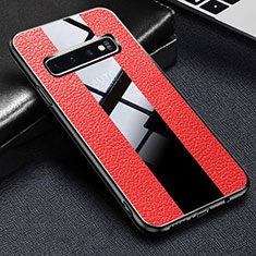 Silikon Hülle Handyhülle Gummi Schutzhülle Leder Tasche L01 für Samsung Galaxy S10 Rot