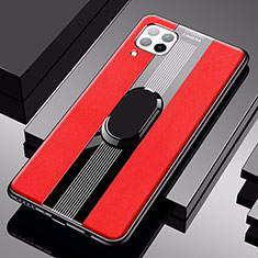Silikon Hülle Handyhülle Gummi Schutzhülle Leder Tasche mit Magnetisch Fingerring Ständer für Huawei P40 Lite Rot