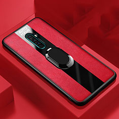 Silikon Hülle Handyhülle Gummi Schutzhülle Leder Tasche mit Magnetisch Fingerring Ständer für Realme X2 Pro Rot