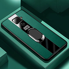 Silikon Hülle Handyhülle Gummi Schutzhülle Leder Tasche mit Magnetisch Fingerring Ständer S03 für Huawei Nova 5z Grün