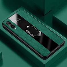 Silikon Hülle Handyhülle Gummi Schutzhülle Leder Tasche mit Magnetisch Fingerring Ständer S04 für Huawei Honor 9X Pro Grün