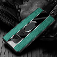 Silikon Hülle Handyhülle Gummi Schutzhülle Leder Tasche mit Magnetisch Fingerring Ständer S05 für Huawei Nova 5z Grün