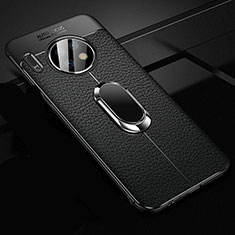 Silikon Hülle Handyhülle Gummi Schutzhülle Leder Tasche mit Magnetisch Fingerring Ständer Z02 für Huawei Mate 30 5G Schwarz