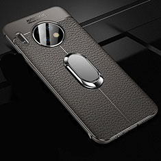 Silikon Hülle Handyhülle Gummi Schutzhülle Leder Tasche mit Magnetisch Fingerring Ständer Z02 für Huawei Mate 30 Grau