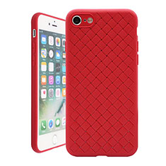 Silikon Hülle Handyhülle Gummi Schutzhülle Leder Tasche S01 für Apple iPhone 7 Rot