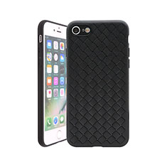 Silikon Hülle Handyhülle Gummi Schutzhülle Leder Tasche S01 für Apple iPhone 7 Schwarz