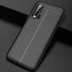 Silikon Hülle Handyhülle Gummi Schutzhülle Leder Tasche S01 für Huawei Nova 6 Schwarz