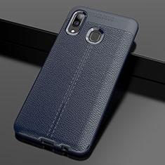 Silikon Hülle Handyhülle Gummi Schutzhülle Leder Tasche S01 für Samsung Galaxy A20 Blau