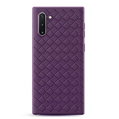 Silikon Hülle Handyhülle Gummi Schutzhülle Leder Tasche S01 für Samsung Galaxy Note 10 5G Violett