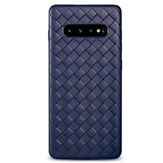 Silikon Hülle Handyhülle Gummi Schutzhülle Leder Tasche S01 für Samsung Galaxy S10 Plus Blau