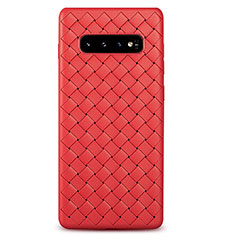 Silikon Hülle Handyhülle Gummi Schutzhülle Leder Tasche S01 für Samsung Galaxy S10 Plus Rot