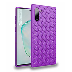 Silikon Hülle Handyhülle Gummi Schutzhülle Leder Tasche S02 für Samsung Galaxy Note 10 5G Violett