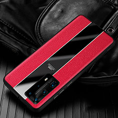 Silikon Hülle Handyhülle Gummi Schutzhülle Leder Tasche S05 für Huawei P40 Pro+ Plus Rot