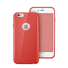 Silikon Hülle Handyhülle Gummi Schutzhülle Loch für Apple iPhone 6 Rot