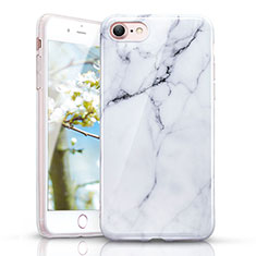 Silikon Hülle Handyhülle Gummi Schutzhülle Marmor Muster für Apple iPhone SE (2020) Weiß