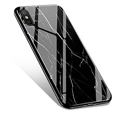 Silikon Hülle Handyhülle Gummi Schutzhülle Marmor Muster für Apple iPhone Xs Schwarz