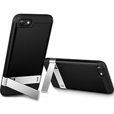 Silikon Hülle Handyhülle Gummi Schutzhülle mit Ständer für Apple iPhone SE (2020) Schwarz