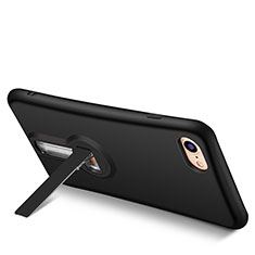 Silikon Hülle Handyhülle Gummi Schutzhülle mit Ständer S02 für Apple iPhone SE (2020) Schwarz