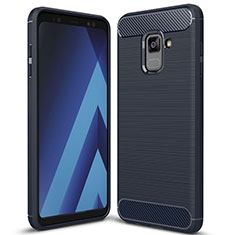 Silikon Hülle Handyhülle Gummi Schutzhülle Tasche Köper für Samsung Galaxy A8+ A8 Plus (2018) A730F Blau