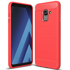 Silikon Hülle Handyhülle Gummi Schutzhülle Tasche Köper für Samsung Galaxy A8+ A8 Plus (2018) A730F Rot
