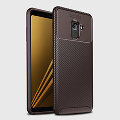 Silikon Hülle Handyhülle Gummi Schutzhülle Tasche Köper S01 für Samsung Galaxy A8+ A8 Plus (2018) A730F Braun