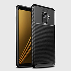 Silikon Hülle Handyhülle Gummi Schutzhülle Tasche Köper S01 für Samsung Galaxy A8+ A8 Plus (2018) A730F Schwarz