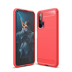 Silikon Hülle Handyhülle Gummi Schutzhülle Tasche Line C01 für Huawei Honor 20 Pro Rot