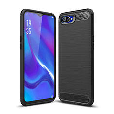 Silikon Hülle Handyhülle Gummi Schutzhülle Tasche Line C01 für Oppo K1 Schwarz