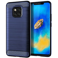 Silikon Hülle Handyhülle Gummi Schutzhülle Tasche Line C02 für Huawei Mate 20 Pro Blau