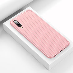 Silikon Hülle Handyhülle Gummi Schutzhülle Tasche Line C02 für Samsung Galaxy A70 Rosa