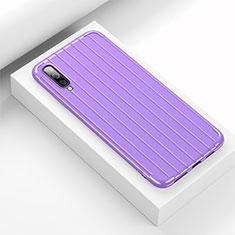 Silikon Hülle Handyhülle Gummi Schutzhülle Tasche Line C02 für Samsung Galaxy A70 Violett