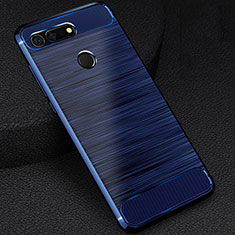 Silikon Hülle Handyhülle Gummi Schutzhülle Tasche Line C03 für Huawei Honor V20 Blau