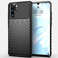 Silikon Hülle Handyhülle Gummi Schutzhülle Tasche Line C03 für Huawei P30 Pro New Edition Schwarz