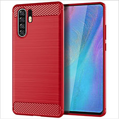 Silikon Hülle Handyhülle Gummi Schutzhülle Tasche Line für Huawei P30 Pro New Edition Rot
